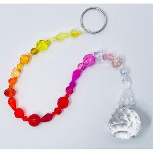 Beaded Suncatcher Warm Rainbow Crystal Prism Hanging Patio Decor Yard Art